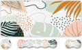 Keyboard Mouse Pad Set, Large Gaming Mouse Pad + Keyboard Wrist Rest Support + Mouse Wrist Cushion + Coaster, Non-Slip Rubber Base, 35.4X15.7In Extended Desk Mat for Office, Abstract Plant