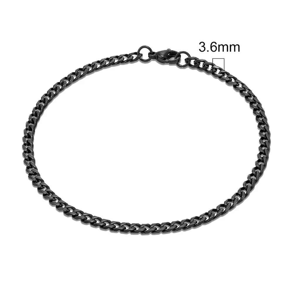 3-11Mm Locomotive Men Punk Rock Stainless Steel Curb Cuban Link Chain Silver Color Bracelet for Women Biker Jewelry