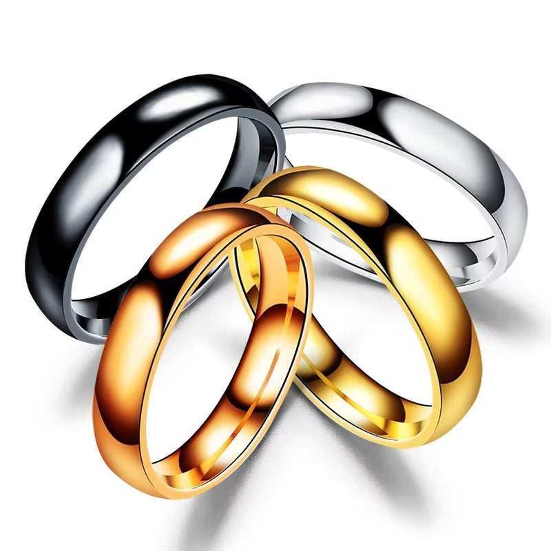 Simple 4Mm 6Mm Titanium Ring Women Men Prevent Allergy High Polished Wedding Rings Stainless Steel Couple Finger Jewelry Gifts